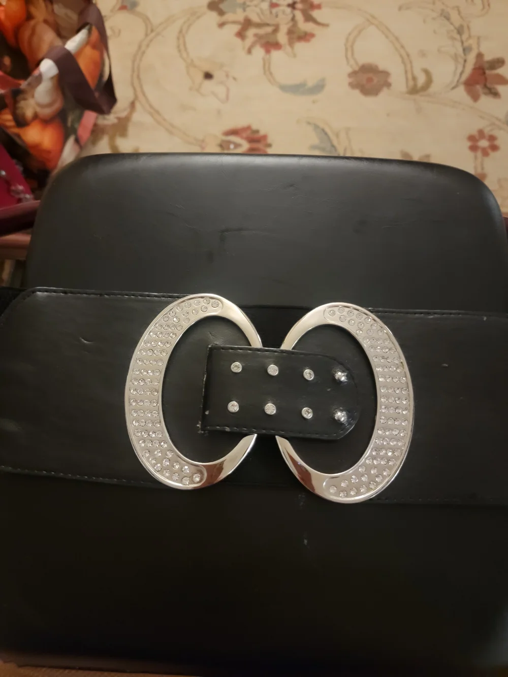 Torrid Black Womens Stretch Waist Belt with Rhinestone Silver Buckle SZ 2X 18/20